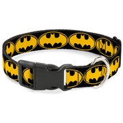 Plastic Clip Collar - Bat Signal-3 Black/Yellow/Black Dog Collars Plastic Clip Side Release DC Comics