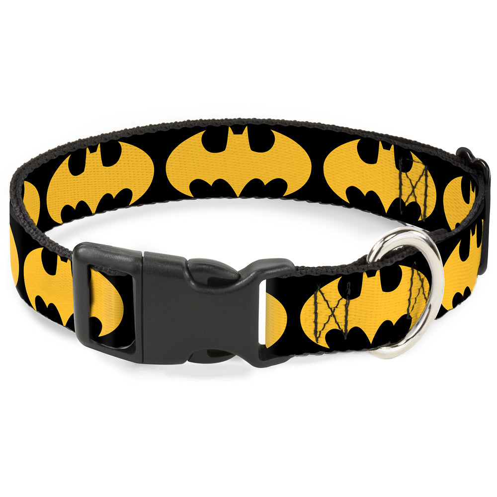 Plastic Clip Collar - Bat Signal-1 Black/Yellow Dog Collars Plastic Clip Side Release DC Comics