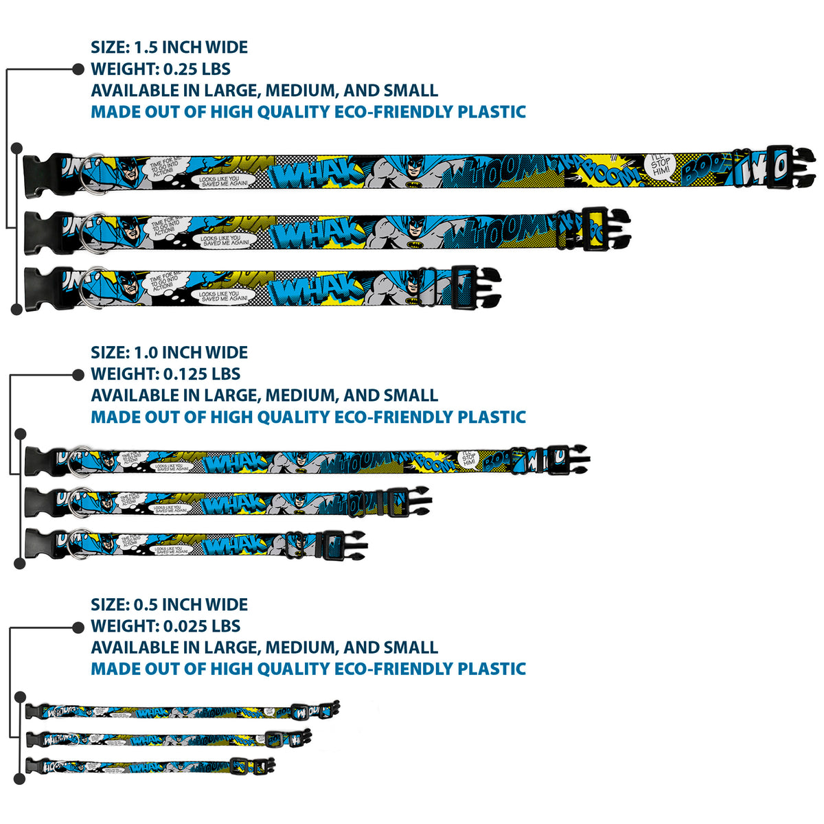 Plastic Clip Collar - Batman Scene1 Dog Collars Plastic Clip Side Release DC Comics