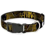 Plastic Clip Collar - BATMAN w/Bat Signals & Flying Bats Yellow/Black/White Dog Collars Plastic Clip Side Release DC Comics