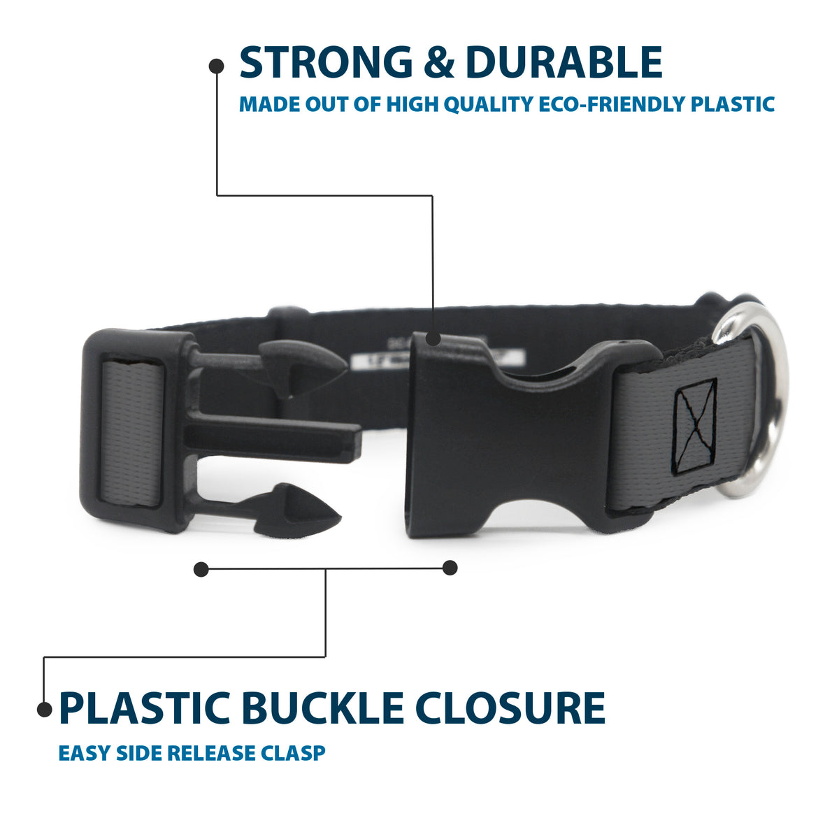 Plastic Clip Collar - Retro Bat Logo Gray/Black Dog Collars Plastic Clip Side Release DC Comics