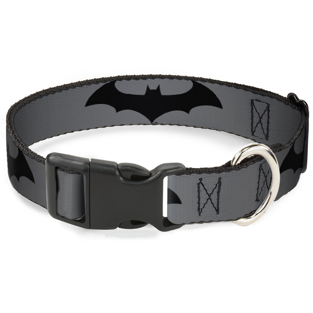 Plastic Clip Collar - Retro Bat Logo Gray/Black Dog Collars Plastic Clip Side Release DC Comics