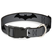 Plastic Clip Collar - Retro Bat Logo Gray/Black Dog Collars Plastic Clip Side Release DC Comics