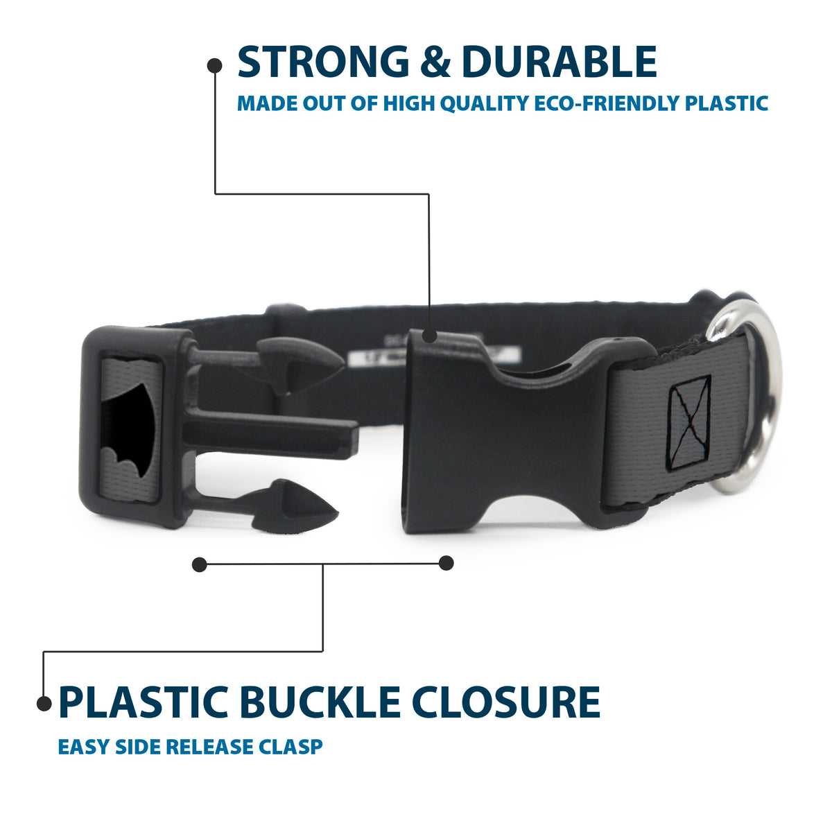 Plastic Clip Collar - Bat Logo Transitions Gray/Black Dog Collars Plastic Clip Side Release DC Comics