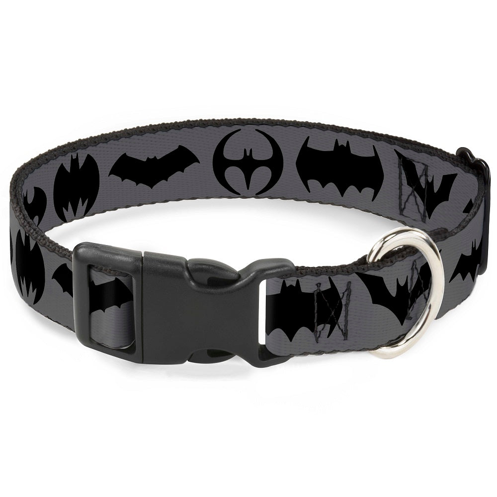Plastic Clip Collar - Bat Logo Transitions Gray/Black Dog Collars Plastic Clip Side Release DC Comics