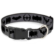 Plastic Clip Collar - Bat Logo Transitions Gray/Black Dog Collars Plastic Clip Side Release DC Comics