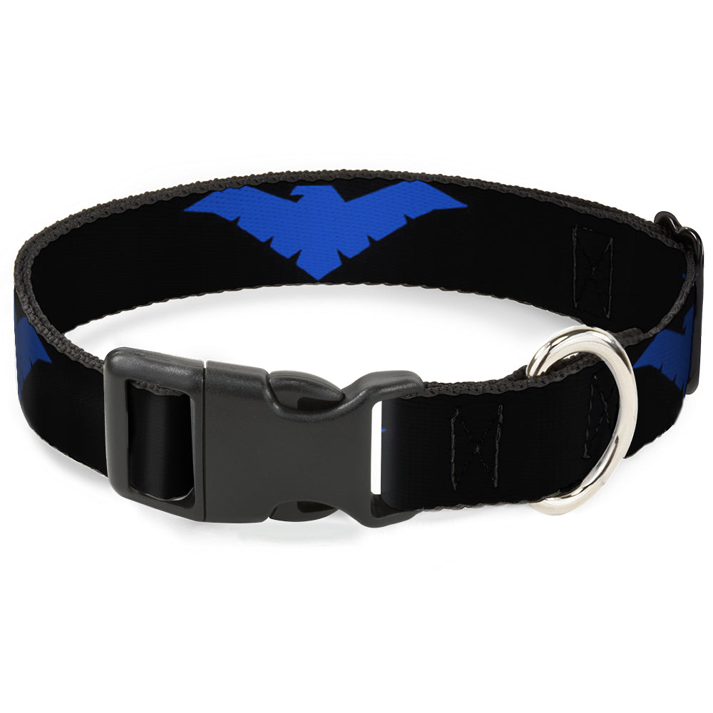 Plastic Clip Collar - Nightwing Logo Black/Blue Dog Collars Plastic Clip Side Release DC Comics
