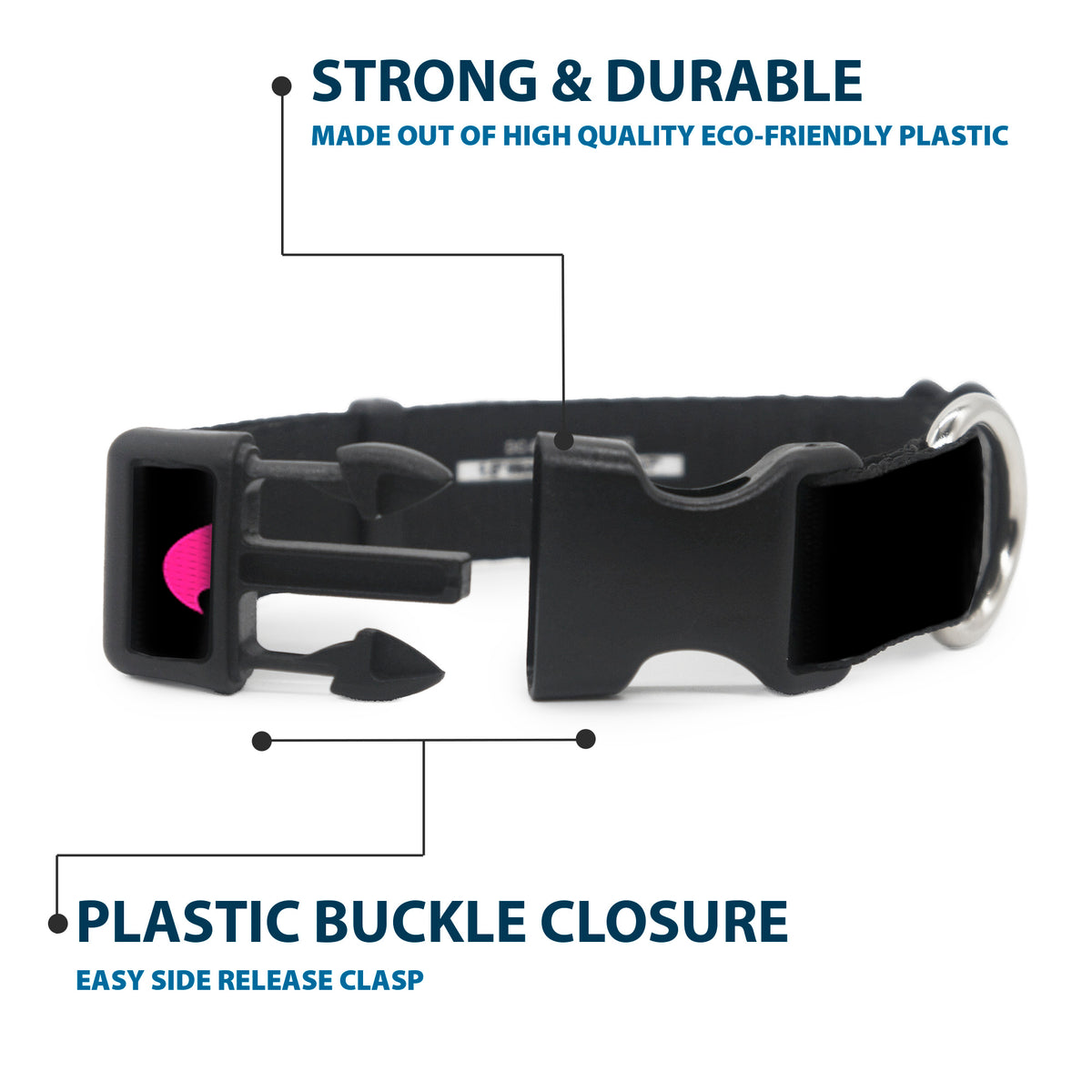 Plastic Clip Collar - Batman Signal Black/Fuchsia Dog Collars Plastic Clip Side Release DC Comics