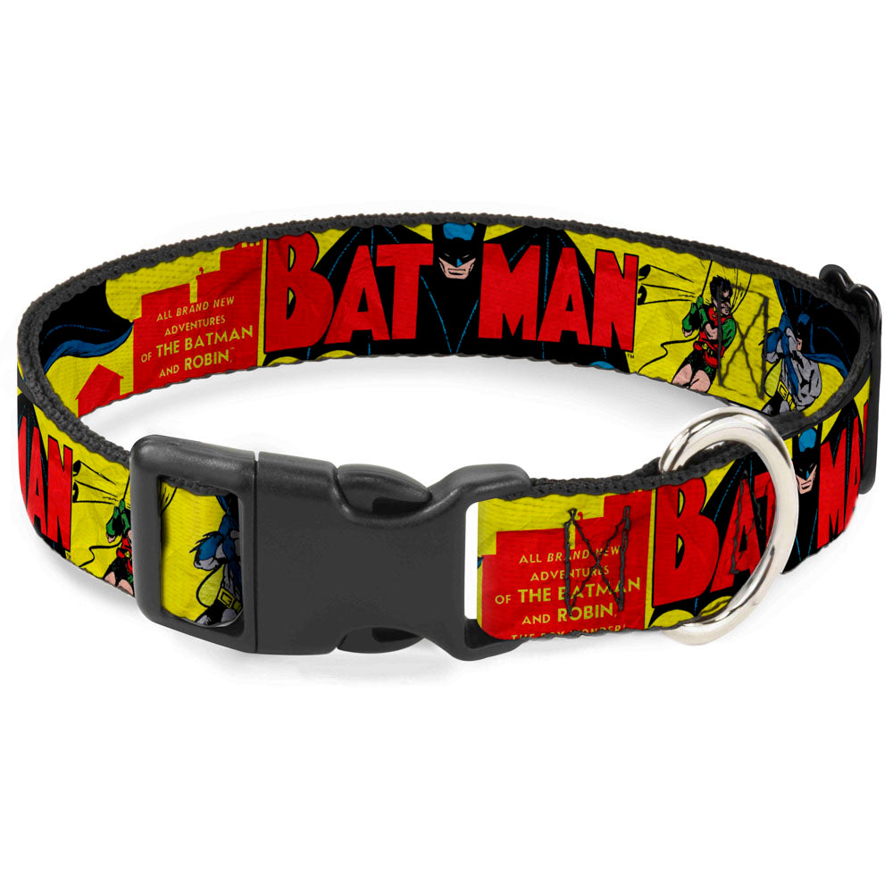 Plastic Clip Collar - Classic BATMAN Issue #1 Robin & Batman Cover Pose Yellow/Red Dog Collars Plastic Clip Side Release DC Comics