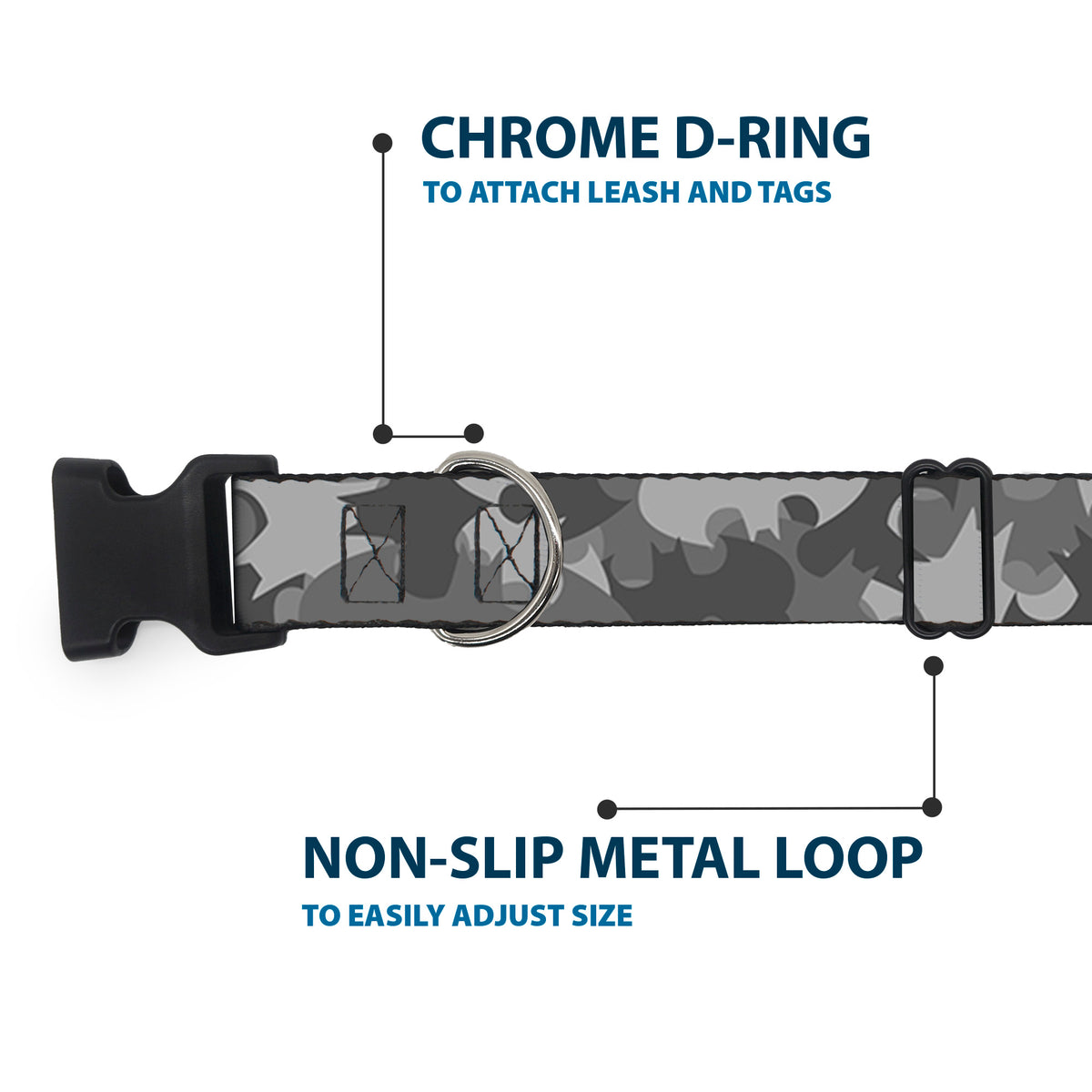 Plastic Clip Collar - Bat Signal Stacked Black/Grays Dog Collars Plastic Clip Side Release DC Comics