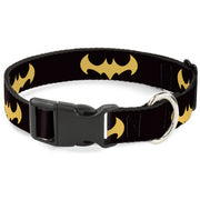 Plastic Clip Collar - DC League of Super-Pets Batman Bat Logo Black/Yellow Dog Collars Plastic Clip Side Release DC Comics