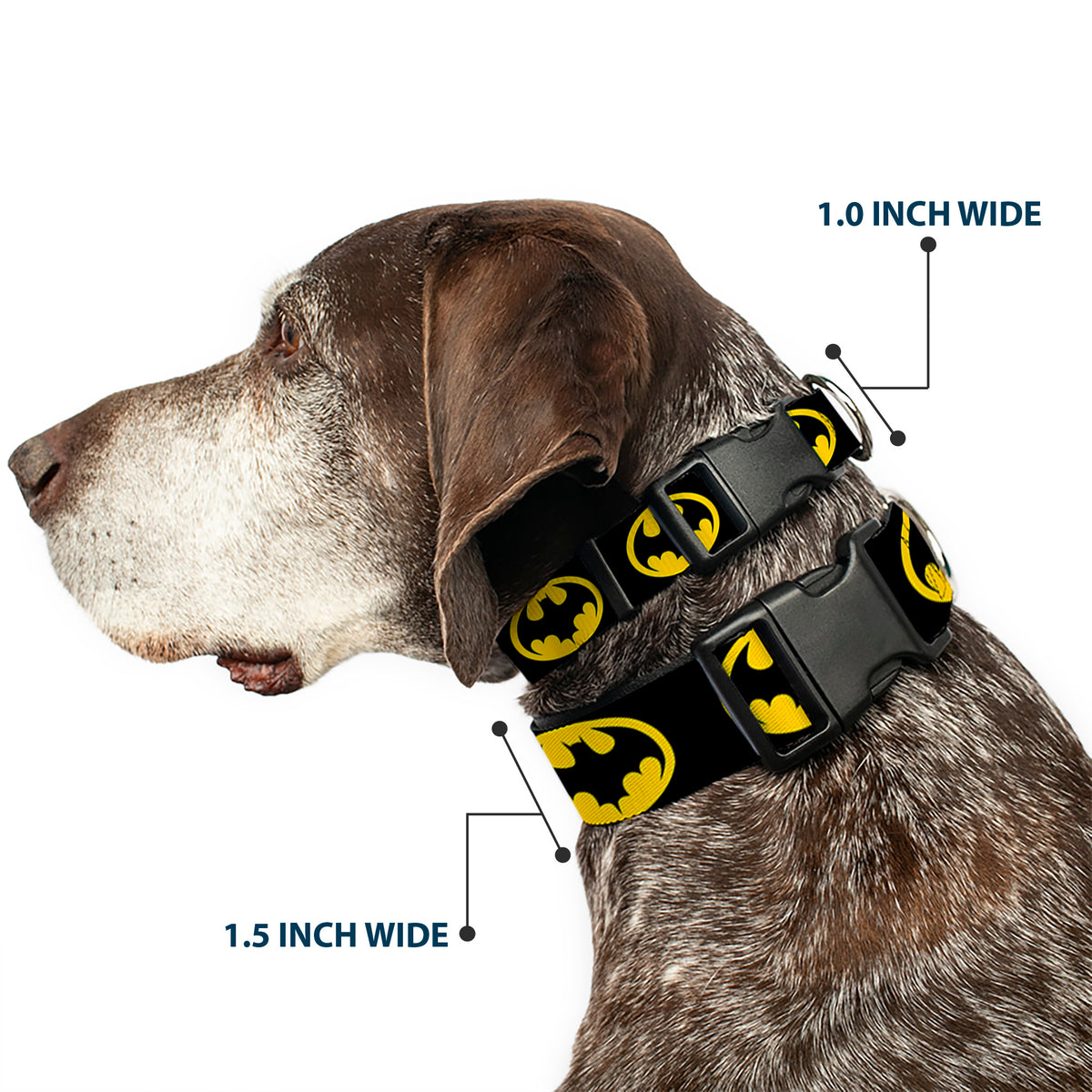 Plastic Clip Collar - Batman 1989 Logo Black/Yellow Dog Collars Plastic Clip Side Release DC Comics