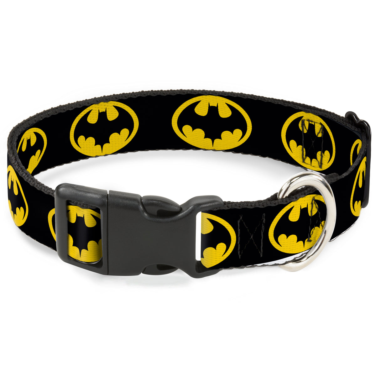 Plastic Clip Collar - Batman 1989 Logo Black/Yellow Dog Collars Plastic Clip Side Release DC Comics