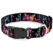 Plastic Clip Collar - Batman Batgirl and Joker Comic Book Cover Face Close-Ups Black Dog Collars Plastic Clip Side Release DC Comics