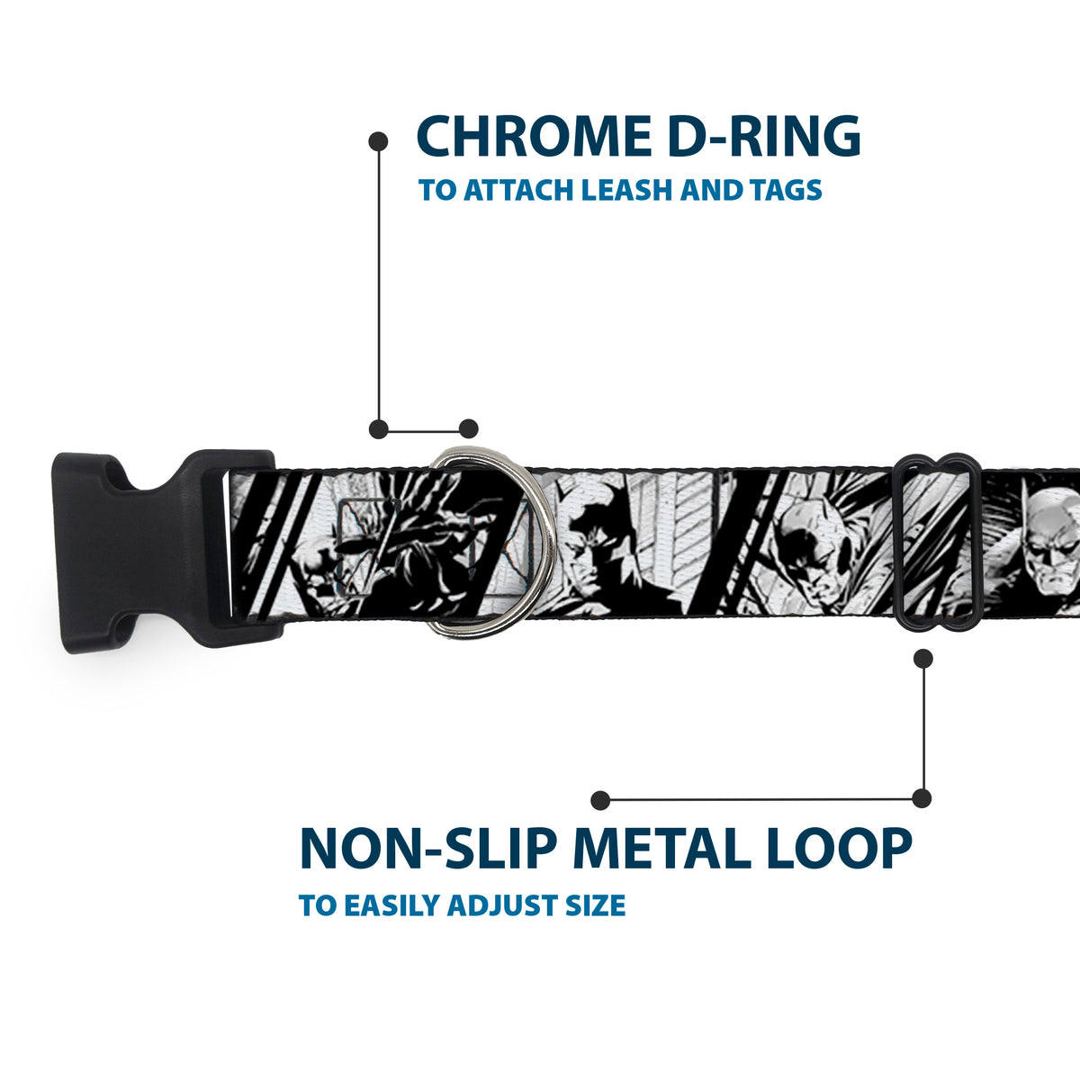 Plastic Clip Collar - Batman Hush Pose Sketches Black/White Dog Collars Plastic Clip Side Release DC Comics