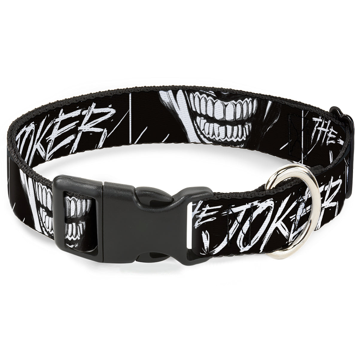 Plastic Clip Collar - THE JOKER Smiling Eyes Sketch Close-Up Black/White Dog Collars Plastic Clip Side Release DC Comics