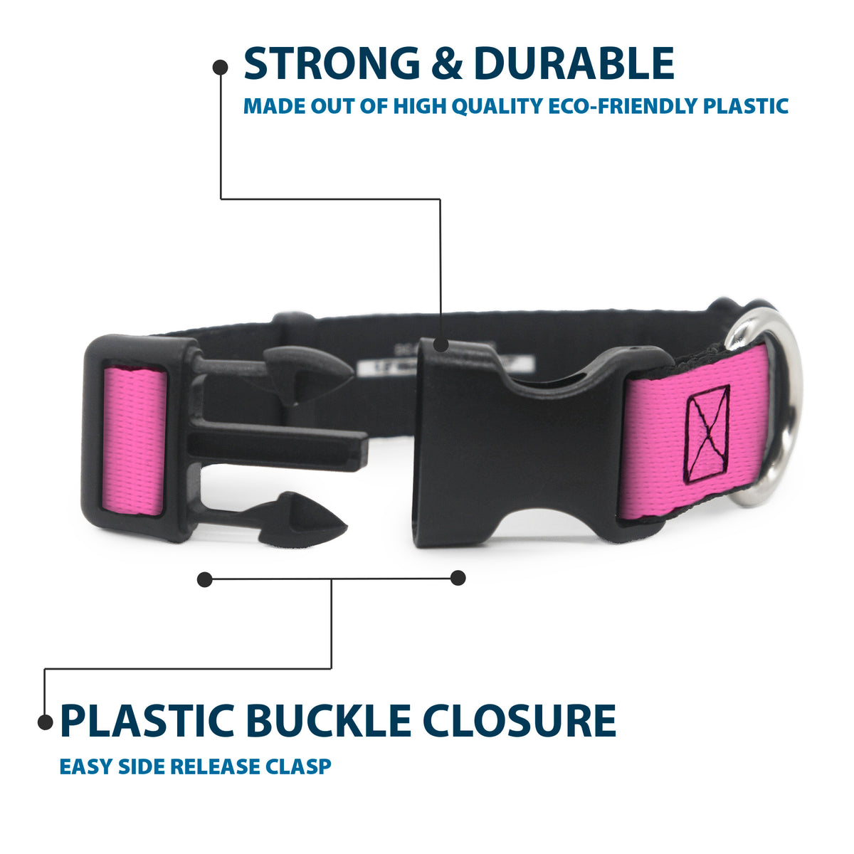 Plastic Clip Collar - BARBIE Script Signature Logo Pink/White Dog Collars Plastic Clip Side Release Barbie