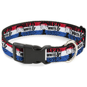 Plastic Clip Collar - Betty Boop RED WHITE & BOOP Pose Americana Stripe Red/White/Blue/Black Dog Collars Plastic Clip Side Release Betty Boop