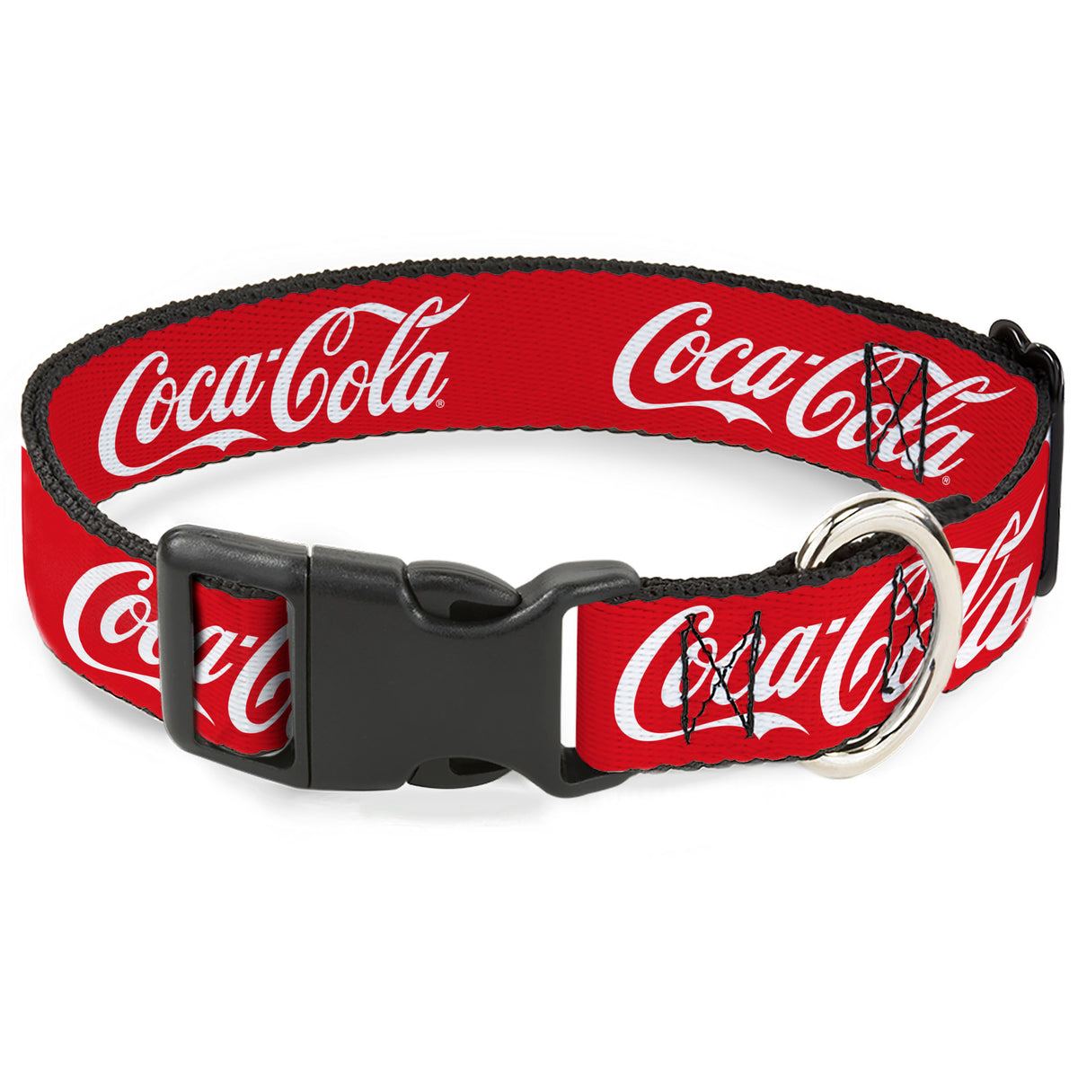Plastic Clip Collar - COCA-COLA Script Logo Red/White Dog Collars Plastic Clip Side Release Coca-Cola