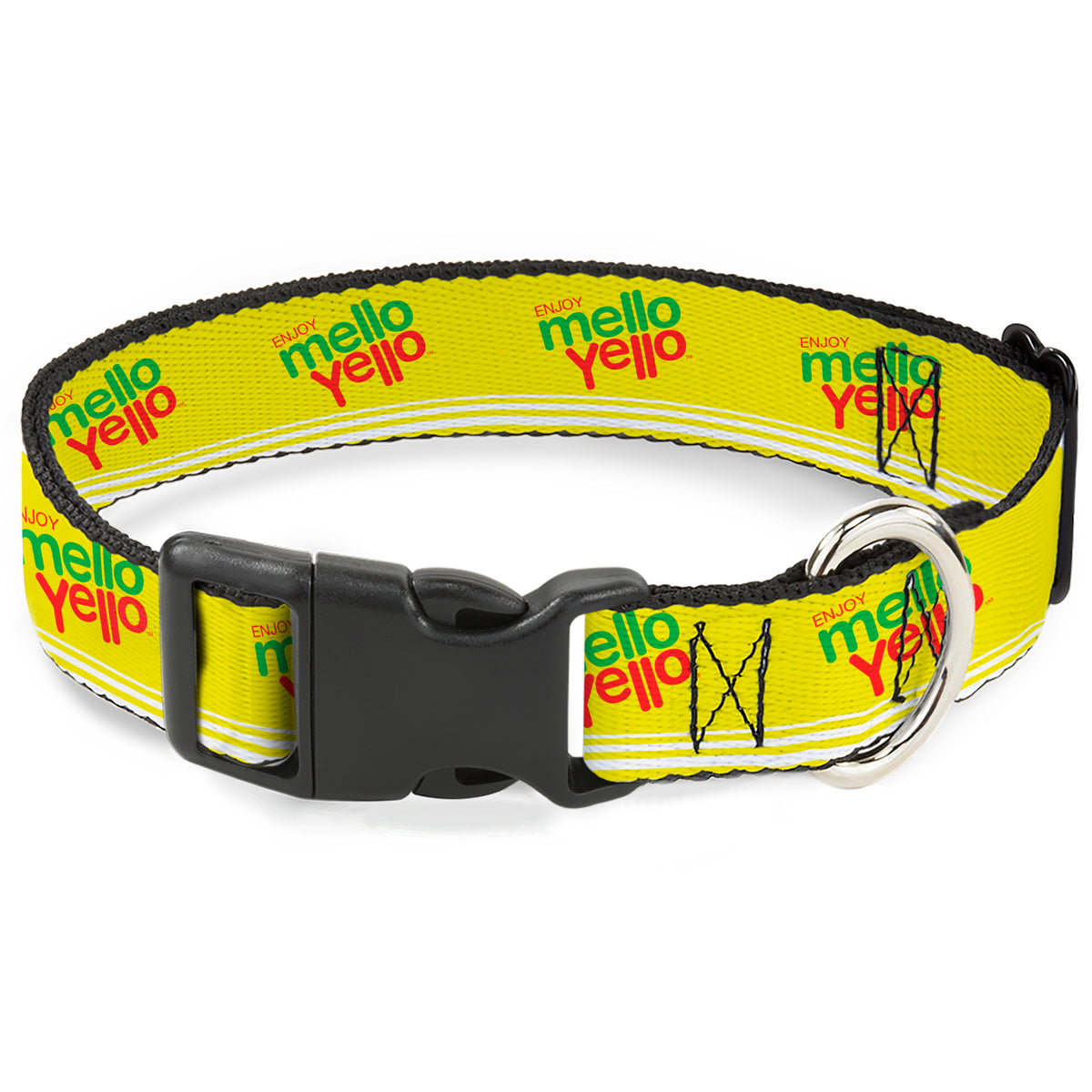 Plastic Clip Collar - ENJOY MELLO YELLO Logo Yellow/Red/Green Dog Collars Plastic Clip Side Release Coca-Cola