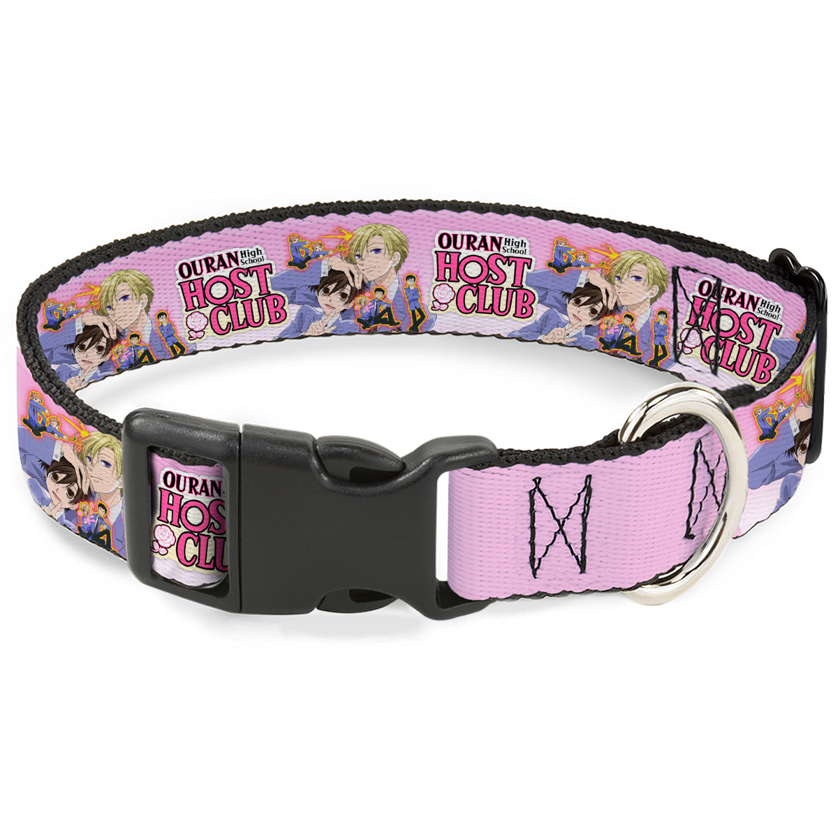 Plastic Clip Collar - OURAN HIGH SCHOOL Character Group Pose and Title Logo Pinks Dog Collars Plastic Clip Side Release Ouran High School Host Club