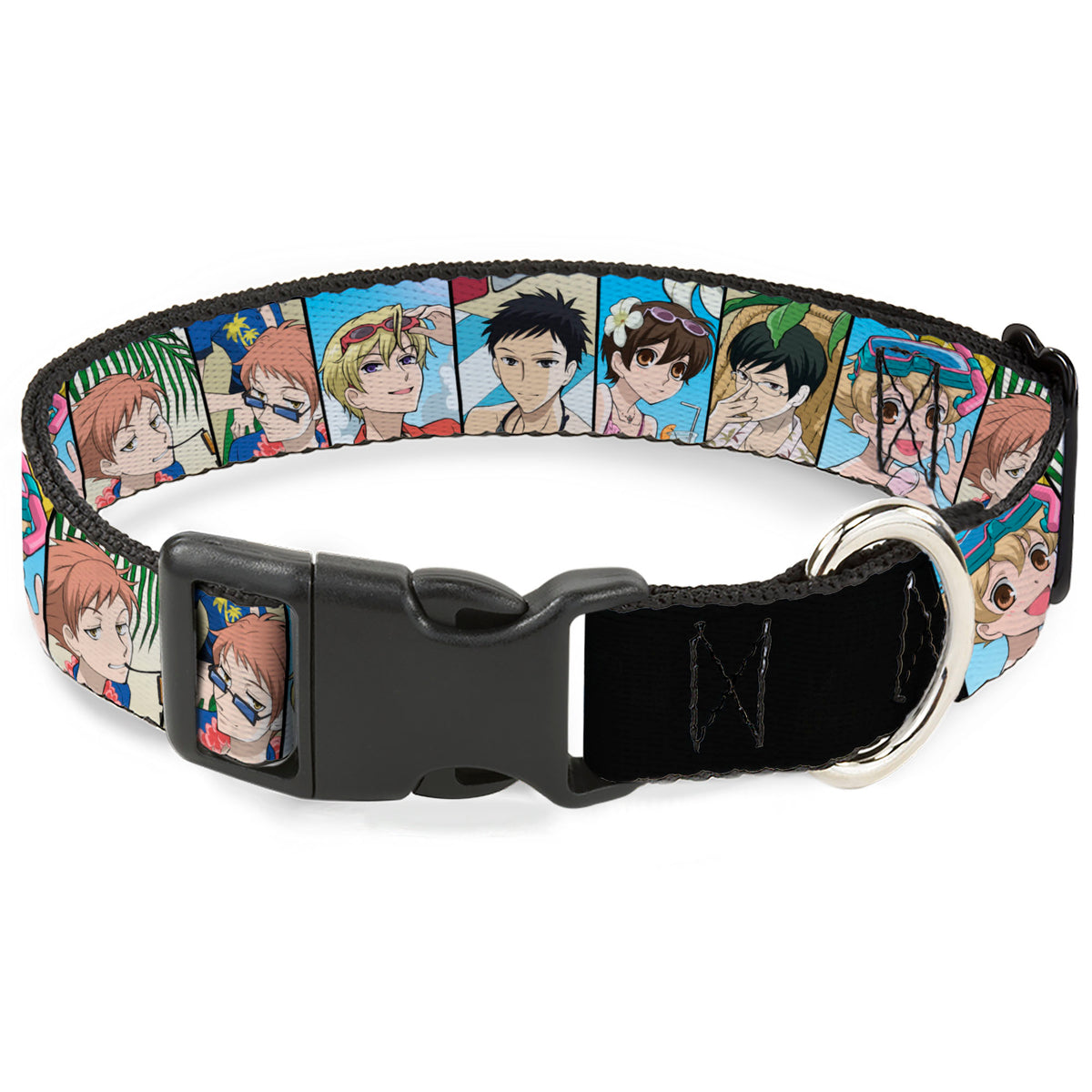 Plastic Clip Collar - Ouran High School Host Club Seven Character Beach Day Pose Blocks Dog Collars Plastic Clip Side Release Ouran High School Host Club