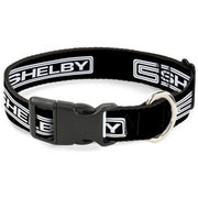 Plastic Clip Collar - Carroll Shelby CS SHELBY Racing Logo Block Black/White Dog Collars Plastic Clip Side Release Shelby