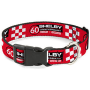 Plastic Clip Collar - SHELBY 60th ANNIVERSARY Checker Red/Black/White Dog Collars Plastic Clip Side Release Shelby