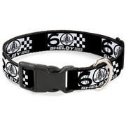 Plastic Clip Collar - SHELBY 60 YEARS SINCE 1962 Checker Black/White Dog Collars Plastic Clip Side Release Shelby