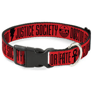 Plastic Clip Collar - Black Adam JUSTICE SOCIETY Icons and Text Red/Black Dog Collars Plastic Clip Side Release DC Comics