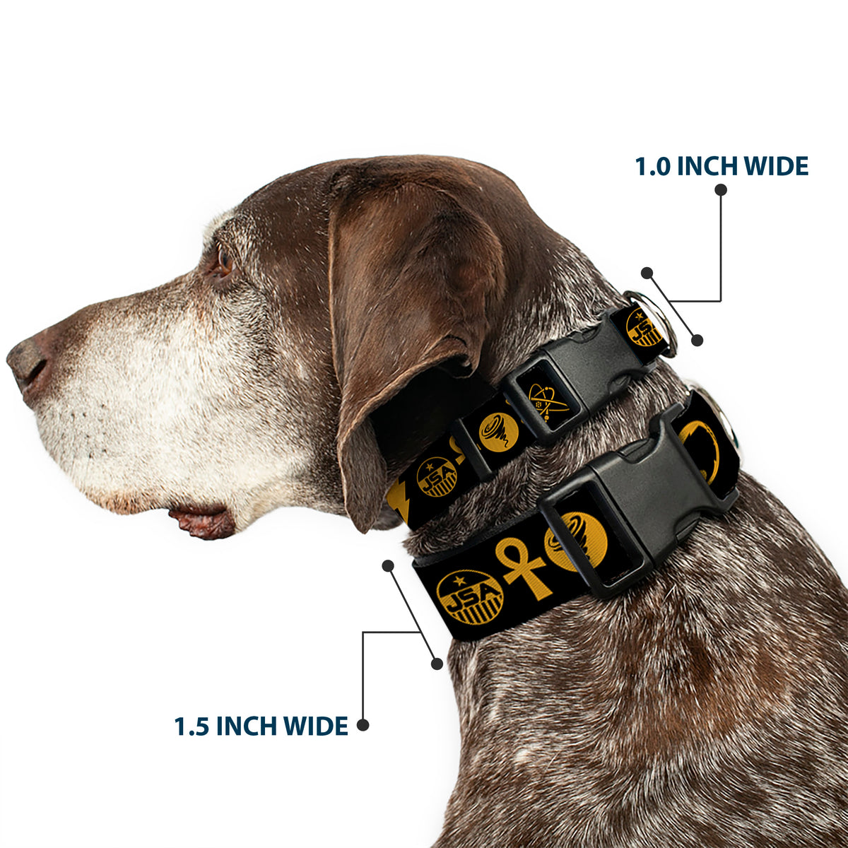 Plastic Clip Collar - Black Adam Justice Society Icons Black/Orange Dog Collars Plastic Clip Side Release DC Comics