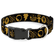 Plastic Clip Collar - Black Adam Justice Society Icons Black/Orange Dog Collars Plastic Clip Side Release DC Comics