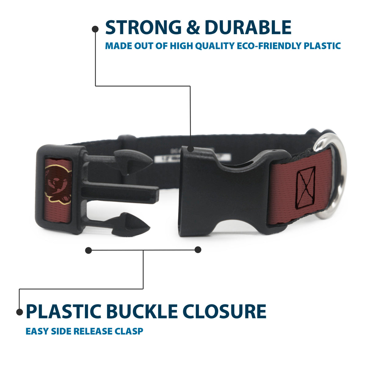Plastic Clip Collar - Dodge Americana RAM CHARGER Browns Dog Collars Plastic Clip Side Release Ram