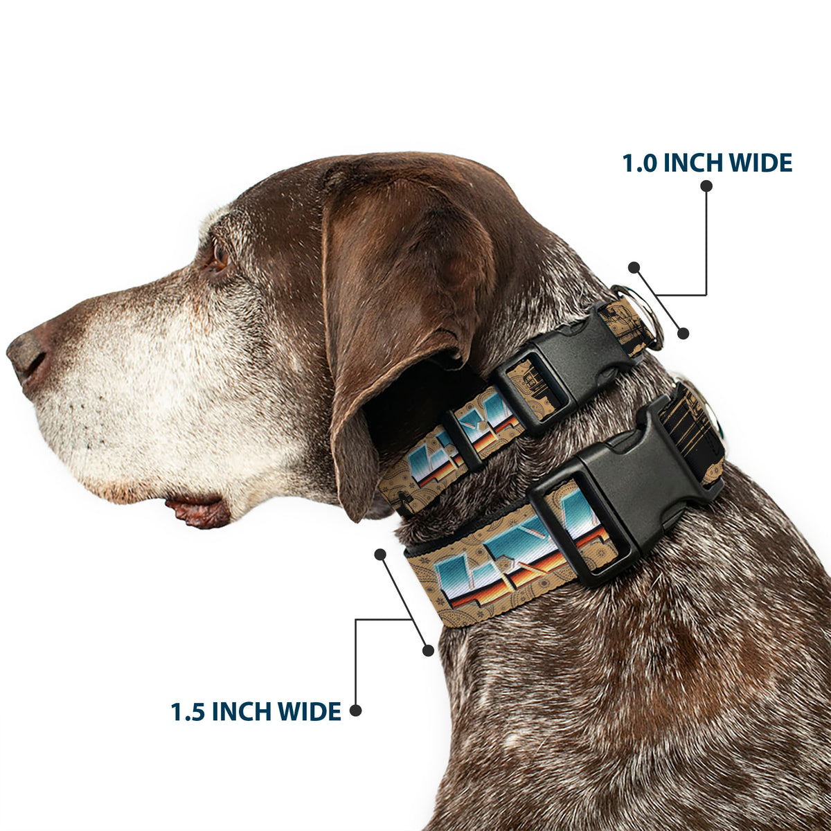 Plastic Clip Collar - Dodge Power Wagon Truck 4x4 Paisley Tan/Black Dog Collars Plastic Clip Side Release Ram