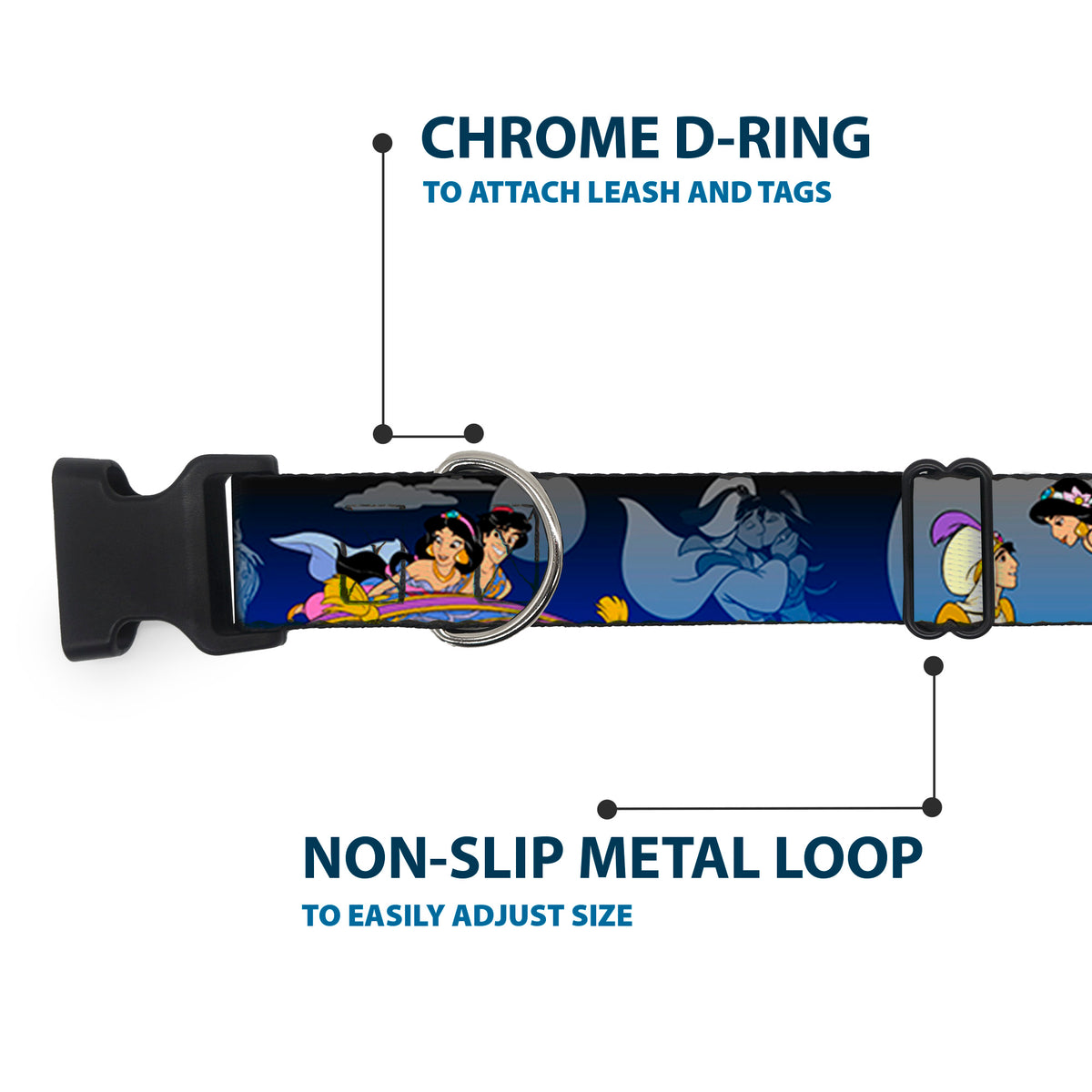 Plastic Clip Collar - Aladdin & Jasmine Scenes Dog Collars Plastic Clip Side Release Disney
