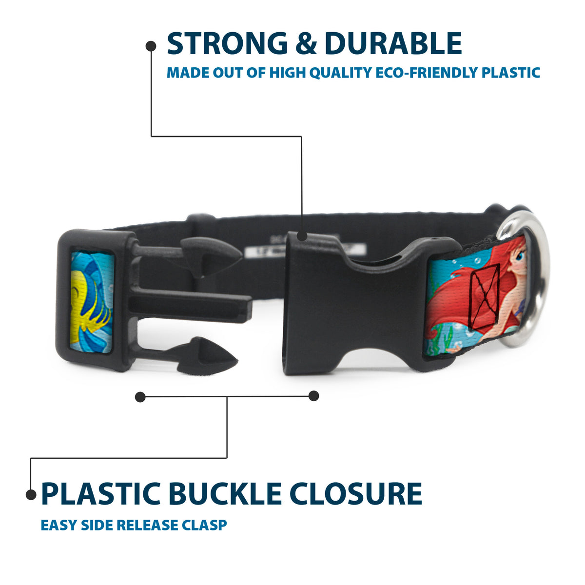 Plastic Clip Collar - Ariel, Sebastian & Flounder Scene2 Dog Collars Plastic Clip Side Release Disney