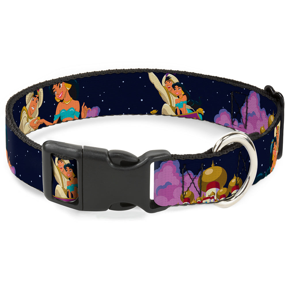 Plastic Clip Collar - Aladdin & Jasmine Magic Carpet Ride Scenes Dog Collars Plastic Clip Side Release Disney