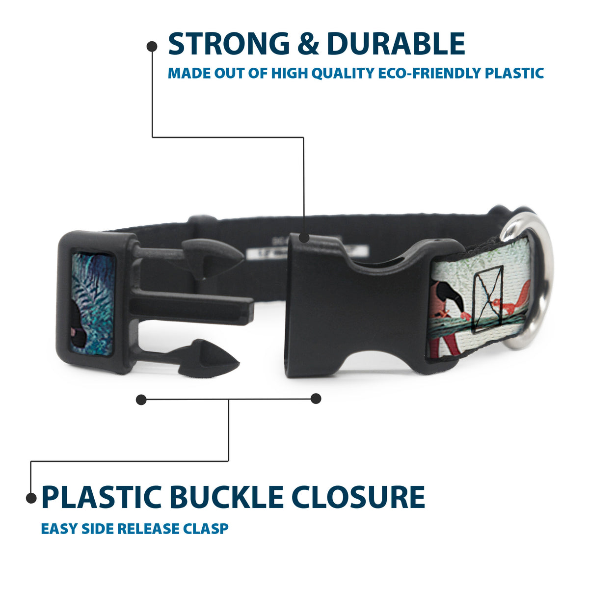 Plastic Clip Collar - Sleeping Beauty Woods Scenes Dog Collars Plastic Clip Side Release Disney