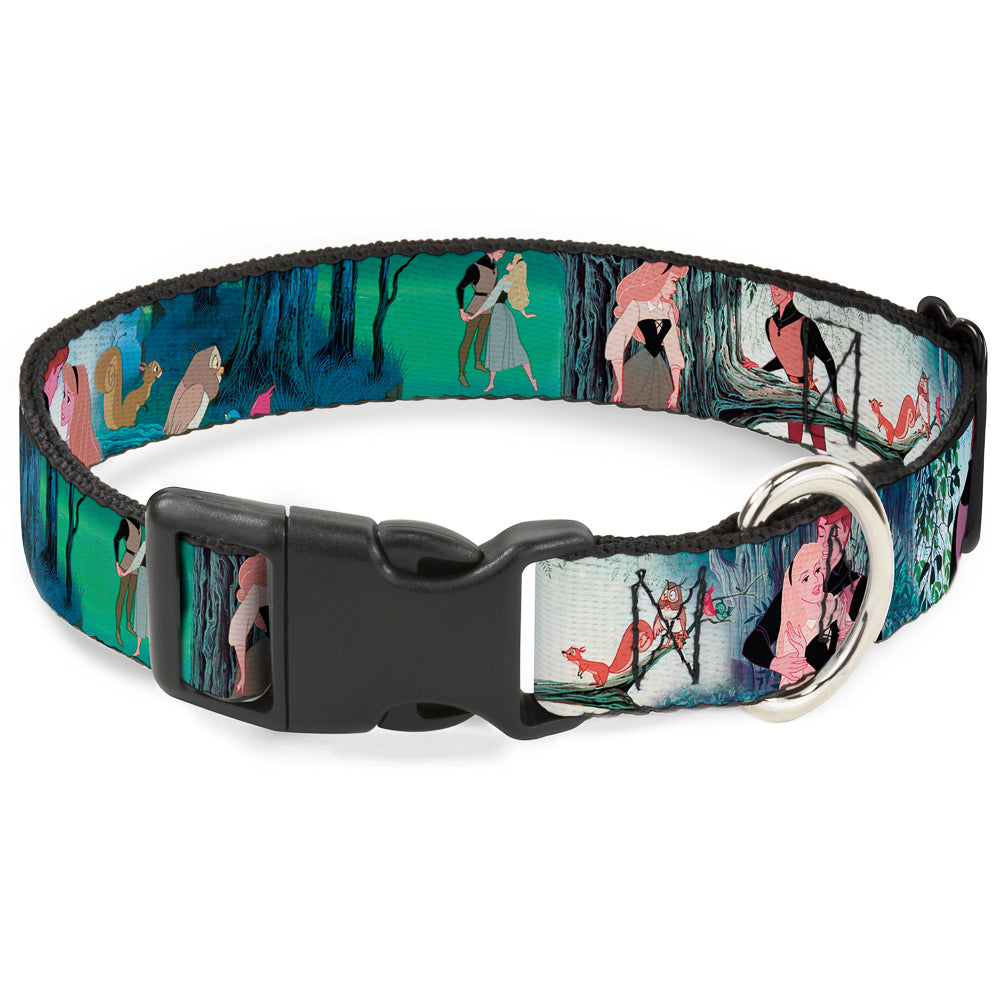Plastic Clip Collar - Sleeping Beauty Woods Scenes Dog Collars Plastic Clip Side Release Disney