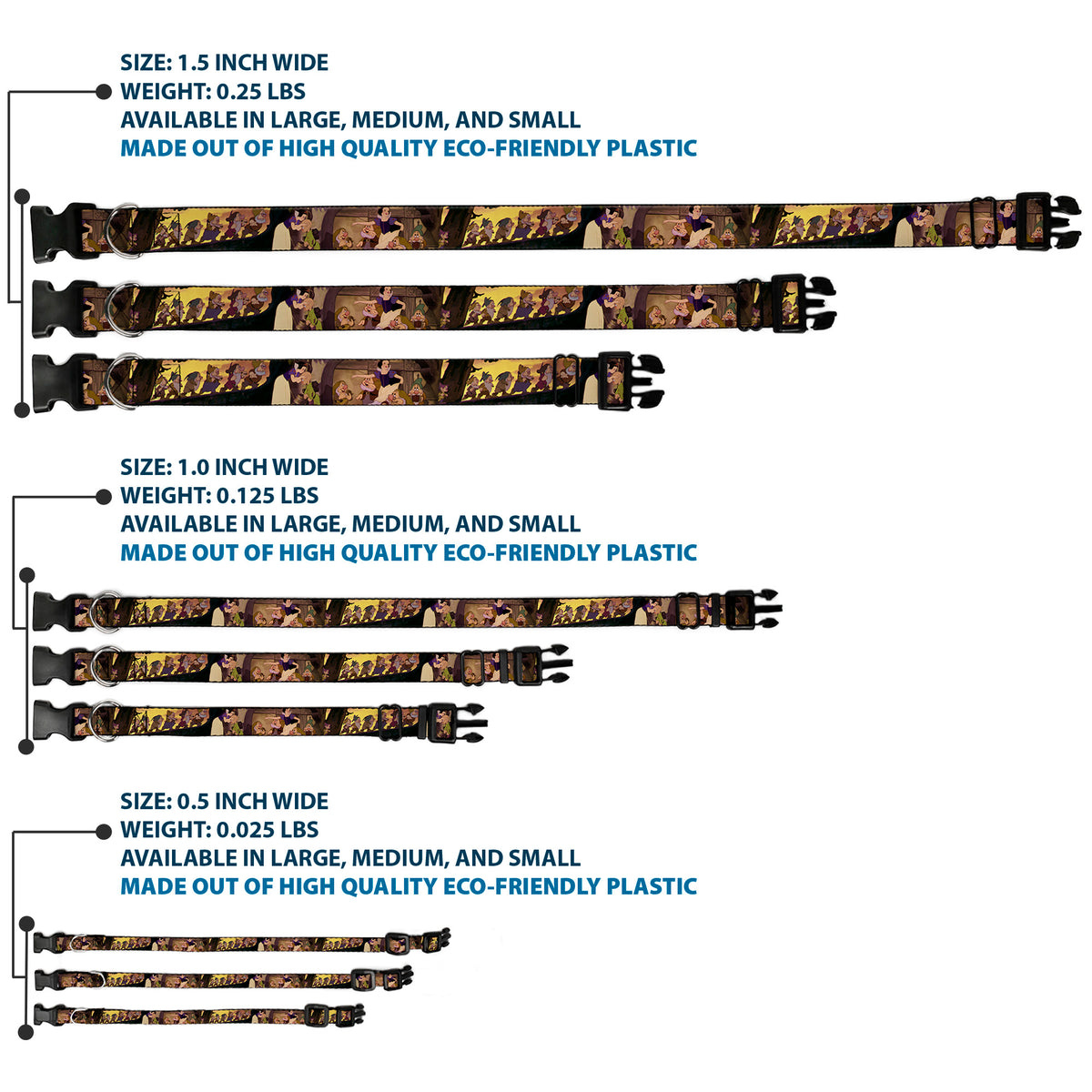 Plastic Clip Collar - Snow White & the Seven Dwarfs Scenes Dog Collars Plastic Clip Side Release Disney