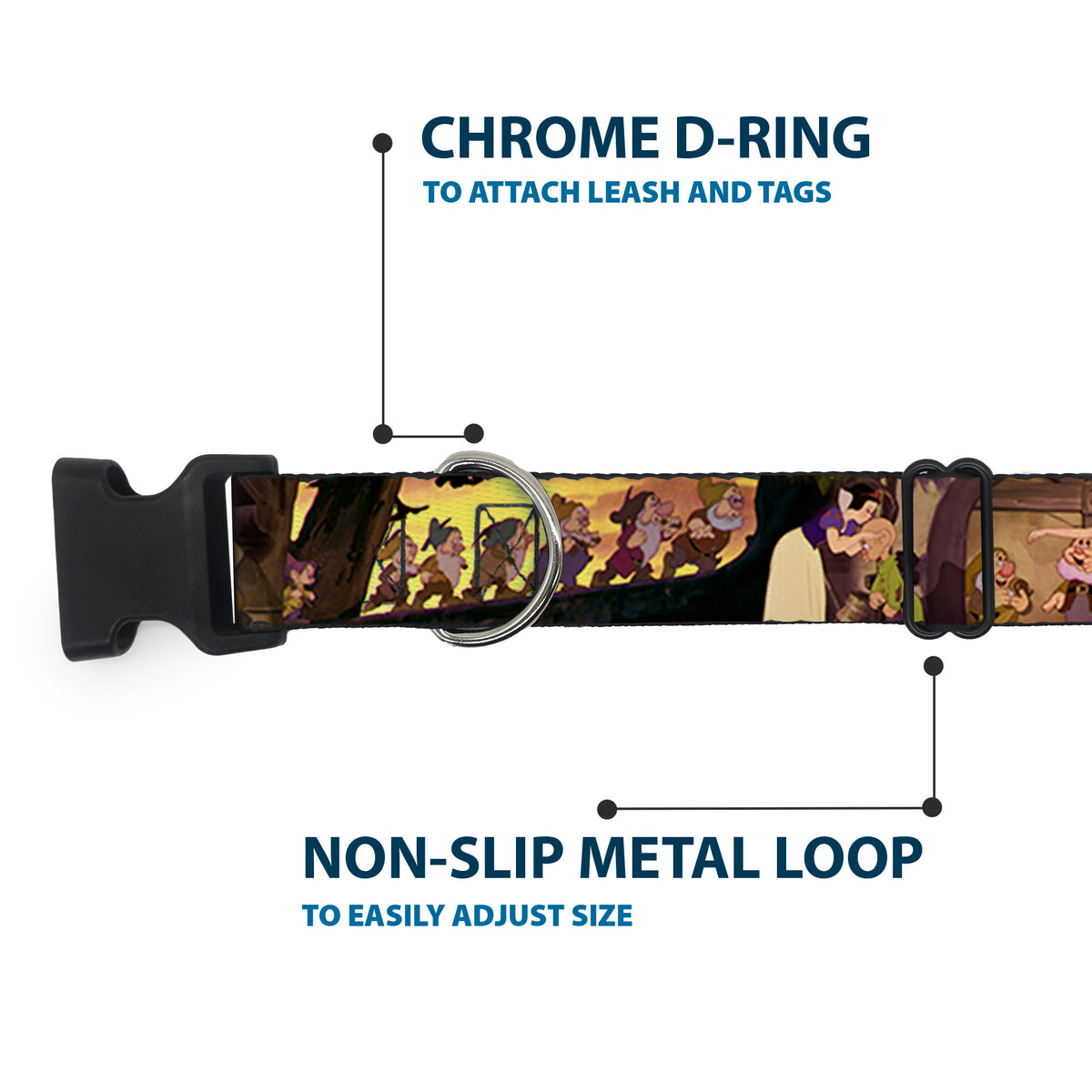 Plastic Clip Collar - Snow White & the Seven Dwarfs Scenes Dog Collars Plastic Clip Side Release Disney