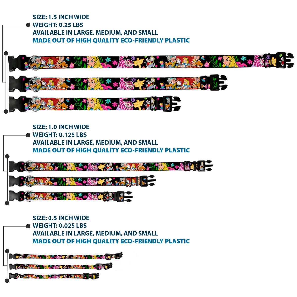 Plastic Clip Collar - Alice's Encounters in Wonderland Dog Collars Plastic Clip Side Release Disney