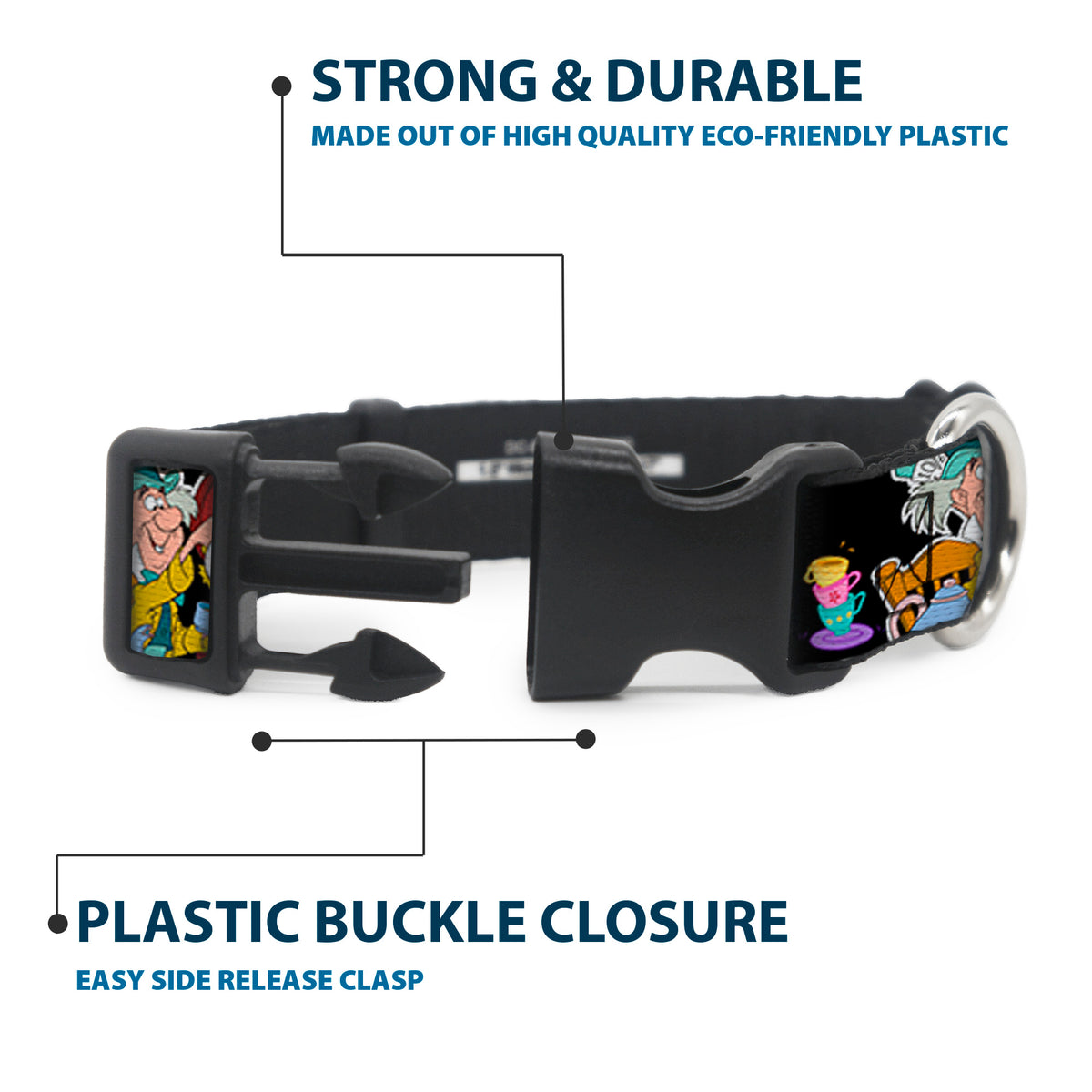 Plastic Clip Collar - Alice's Encounters in Wonderland Dog Collars Plastic Clip Side Release Disney