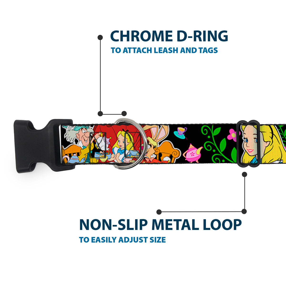 Plastic Clip Collar - Alice's Encounters in Wonderland Dog Collars Plastic Clip Side Release Disney