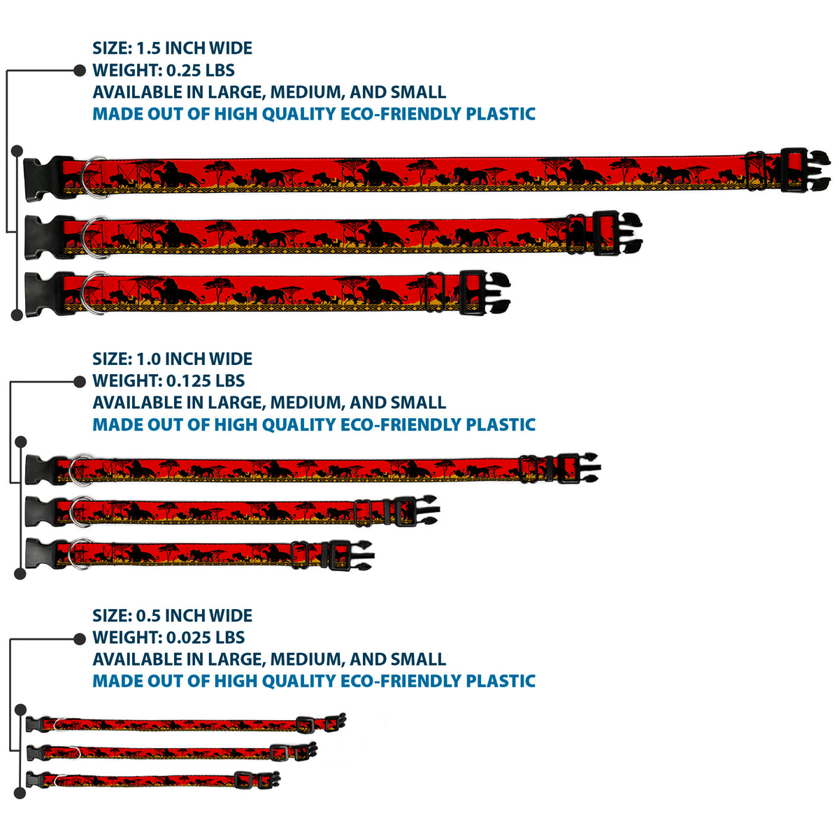 Plastic Clip Collar - Mufasa & Simba JUST CAN'T WAIT TO BE KING/Family Silhouette Dog Collars Plastic Clip Side Release Disney