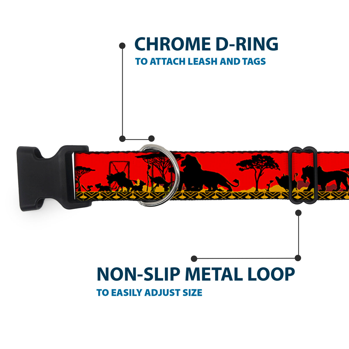 Plastic Clip Collar - Mufasa & Simba JUST CAN'T WAIT TO BE KING/Family Silhouette Dog Collars Plastic Clip Side Release Disney