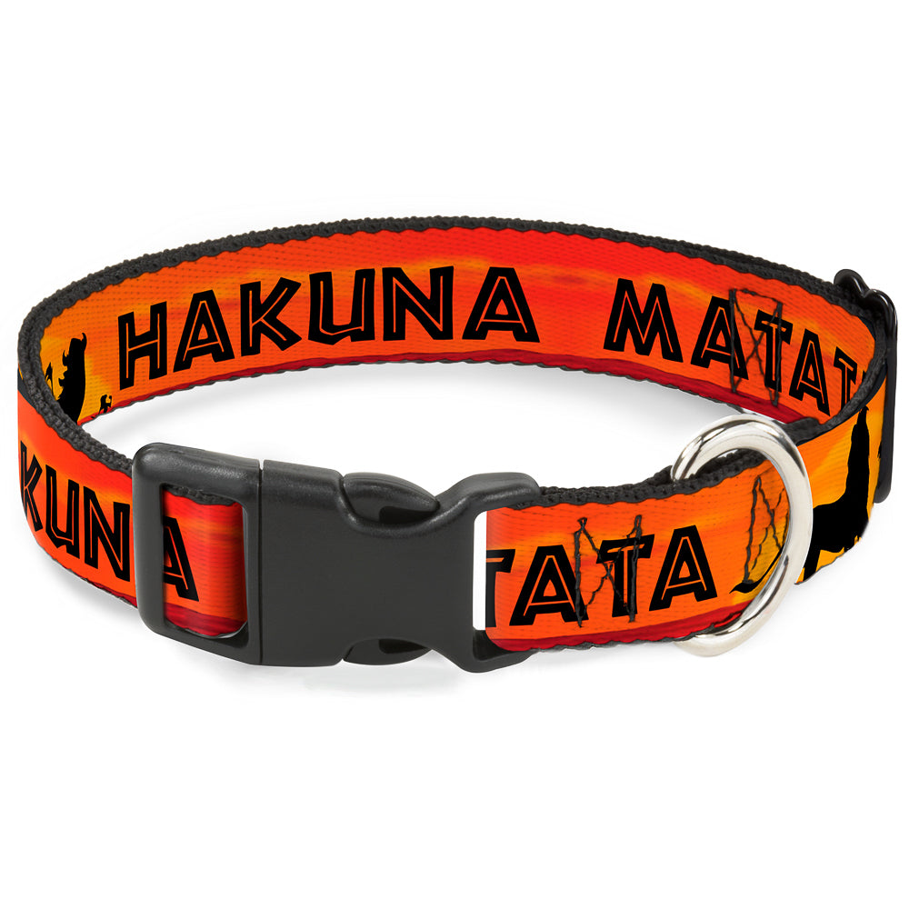 Plastic Clip Collar - Lion King HAKUNA MATATA Sunset Oranges/Black Dog Collars Plastic Clip Side Release Disney