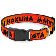 Plastic Clip Collar - Lion King HAKUNA MATATA Sunset Oranges/Black Dog Collars Plastic Clip Side Release Disney