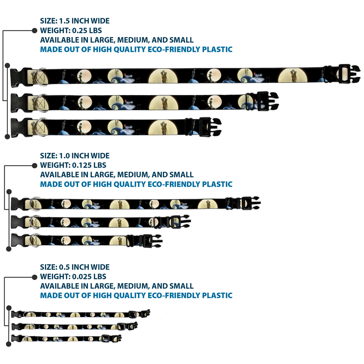 Plastic Clip Collar - NBC Jack & Sally Moon Scenes Dog Collars Plastic Clip Side Release Disney