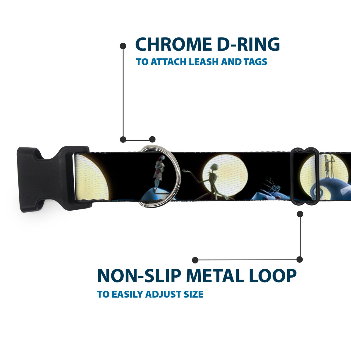 Plastic Clip Collar - NBC Jack & Sally Moon Scenes Dog Collars Plastic Clip Side Release Disney